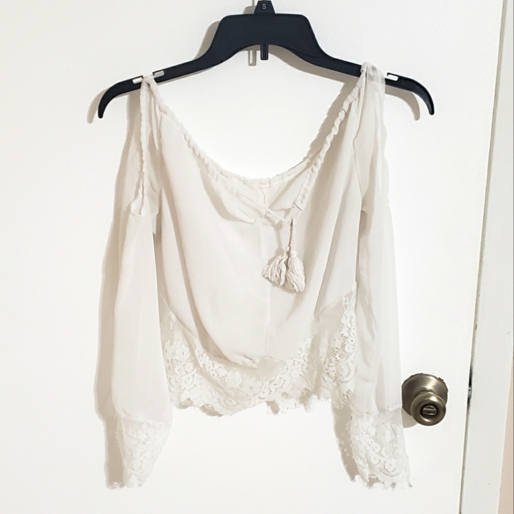White lace crop top